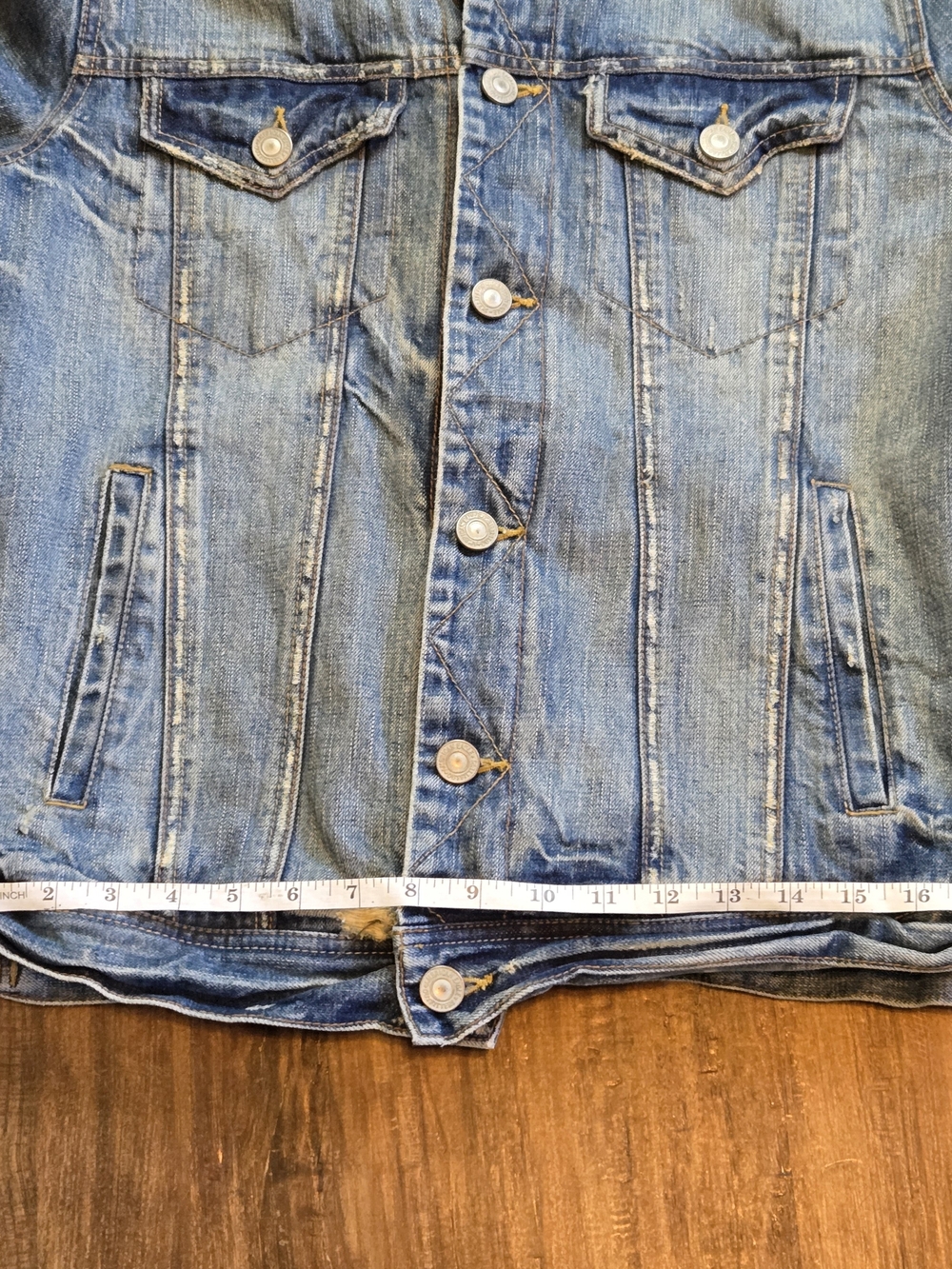 American Eagle Outfitters Blue Denim Jacket with Brown Corduroy Collar - Picture 5 of 16